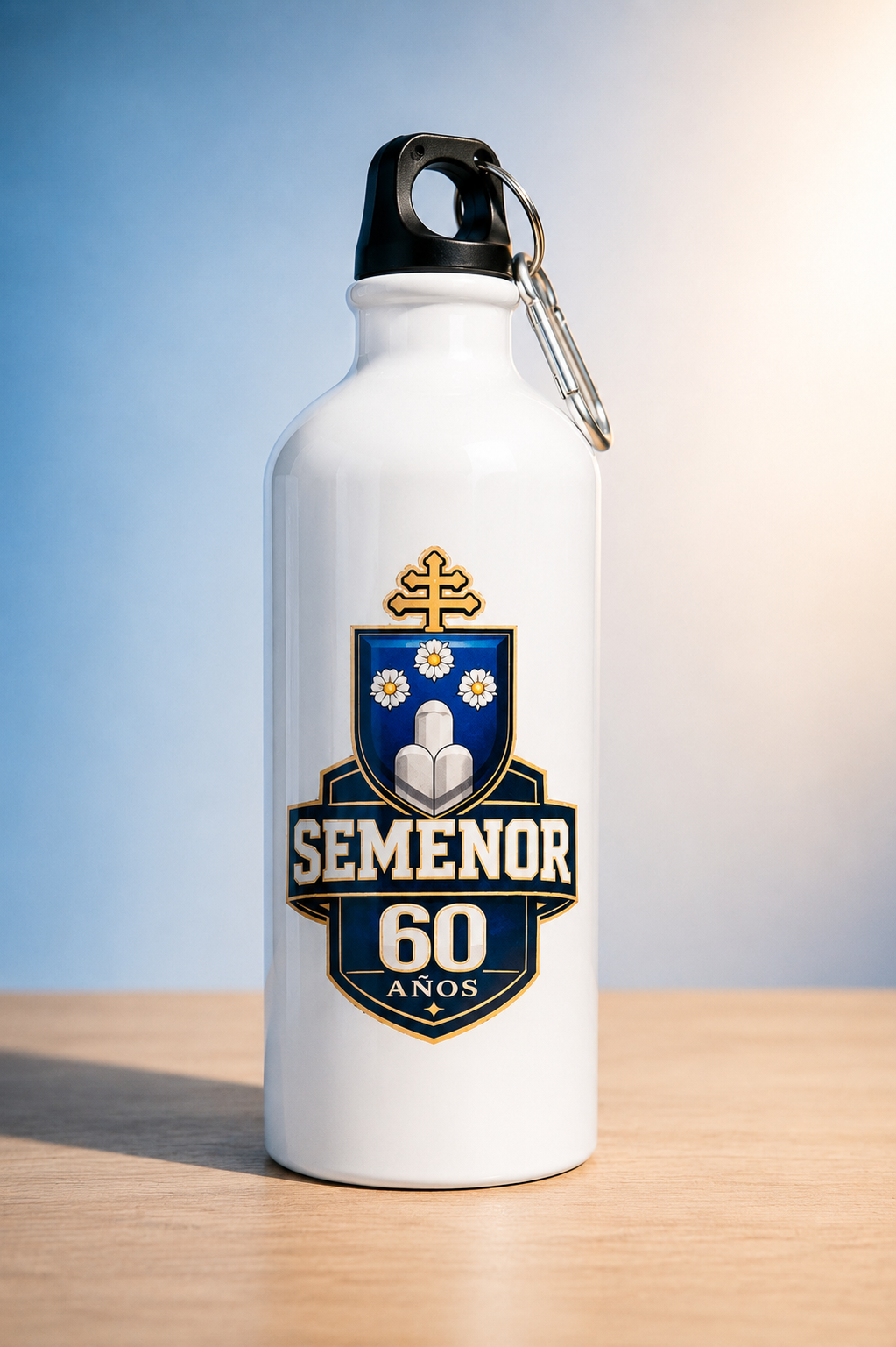 Termo metálico blanco del Colegio SEMENOR